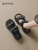 Daphne Women's Thick-Soled Sports Sandals with Rhinestones and Velcro Closure