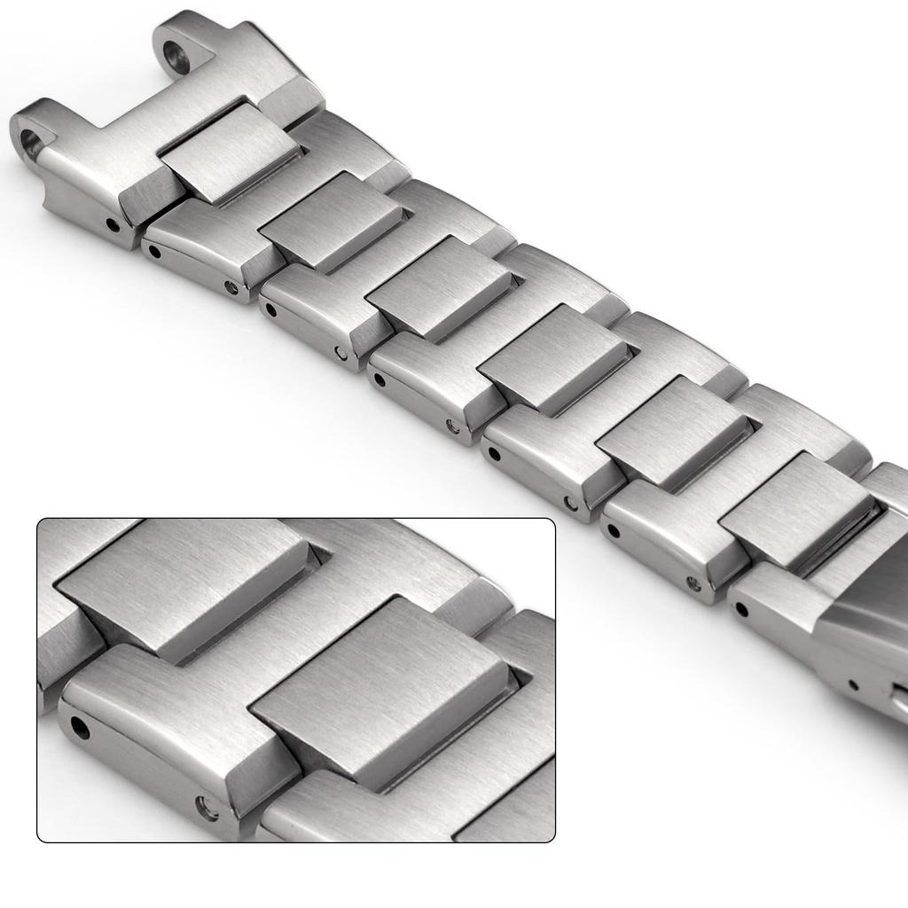 Korlexchi Men's Metal Watch Band for Casio and G-SHOCK MTG-B1000, 316 Stainless Steel Bracelet (Silver)