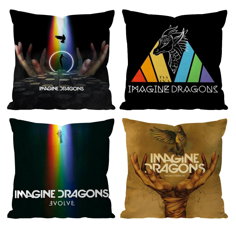 I-Imagine D-Dragons Band Cushion Cover Pattern Printed Pillowcase for Living Room Sofa Cushion Cover & Bedroom Decor