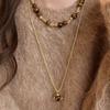 High-End Retro Tiger Eye Square Pendant Necklace - Stylish & Versatile Sweater Chain