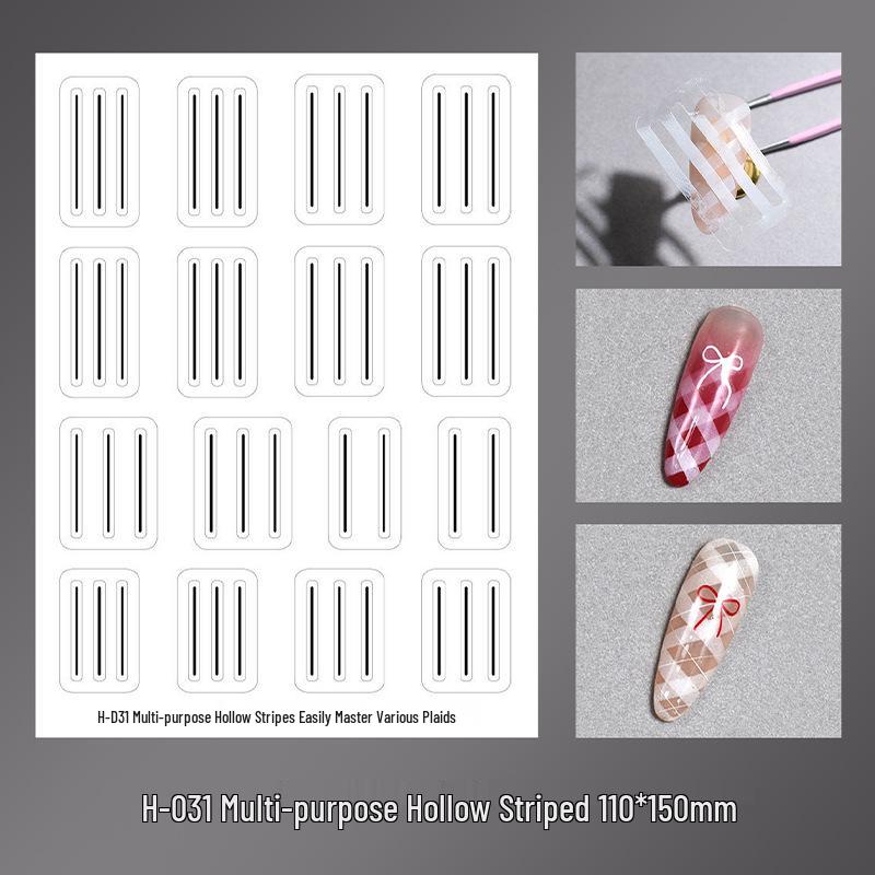 Autocollants de Positionnement Nail Art à Carreaux et Dentelle - Gabarits Français Multi-Largeurs pour Décoration d'Ongles DIY
