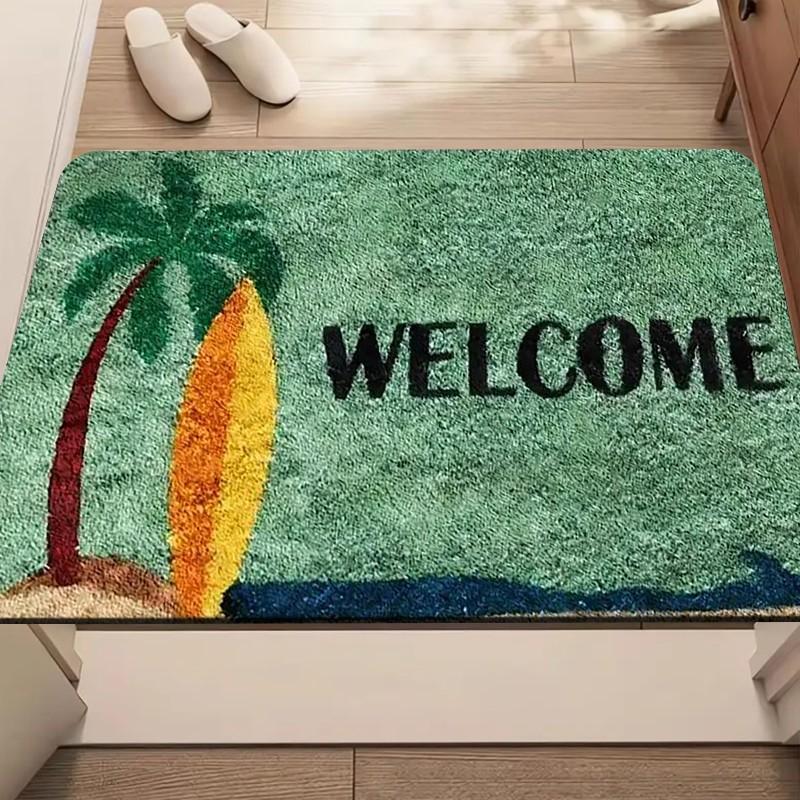 Summer Beach Surfboard Flannel Rug Welcome Doormat Non-slip Soft Floor Mat for Entryway Bathroom Living Room Home Decor Carpet
