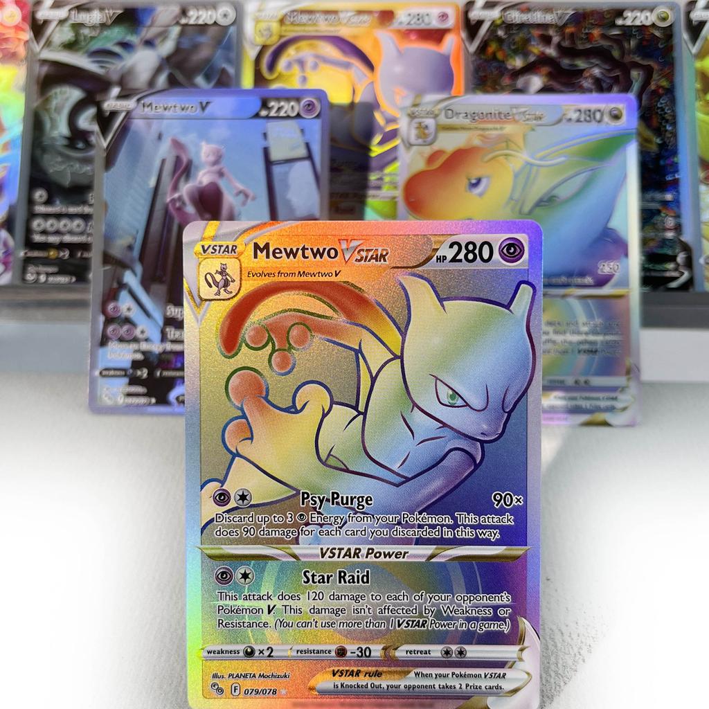 Pokmon Go Pkm Cards Ptcg6-E Gx Rainbow Mewtwo V Dragonite Vstar Rare Collection Battle Toys Gifts For Hobbies