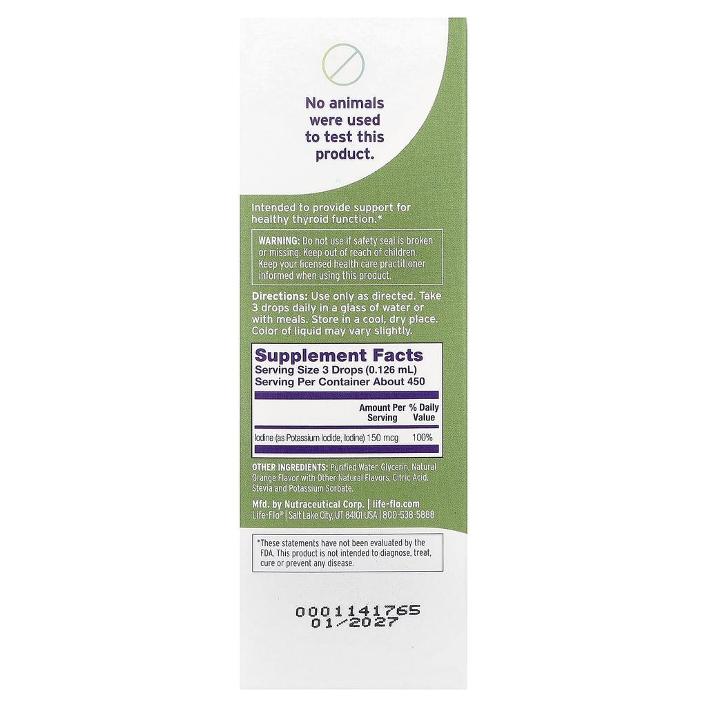 Life-flo Liquid Iodine Plus, Natural Orange Flavor, 59Ml (2 Fl Oz)