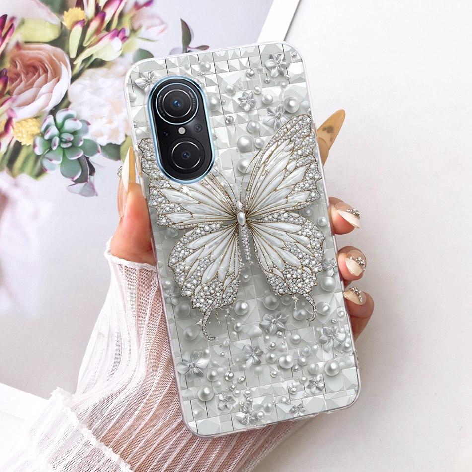 For Huawei Nova 9 SE Nova9 Cute Flower Butterfly Cat Painted Case For Huawei Nova 9 9SE Soft Silicone TPU Phone Cases