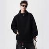 Thick Fleece-Lined Hooded Sweatshirt Unisex Oversized Winter Casual Pullover With Button
