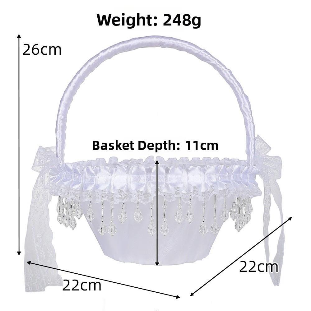 Handheld Flower Girl Basket White Wedding Decoration Basket Lace Flower Basket  Party Home Decor