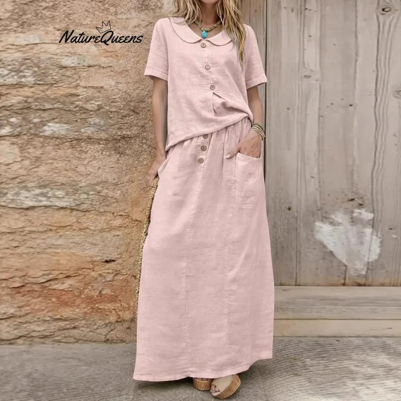 New women's clothing casual solid color cotton and linen, two loose skirts