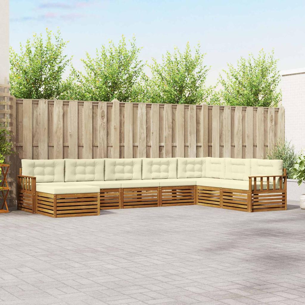 Outdoor Sofa Set with Cushions 8 pcs Natural and Cream