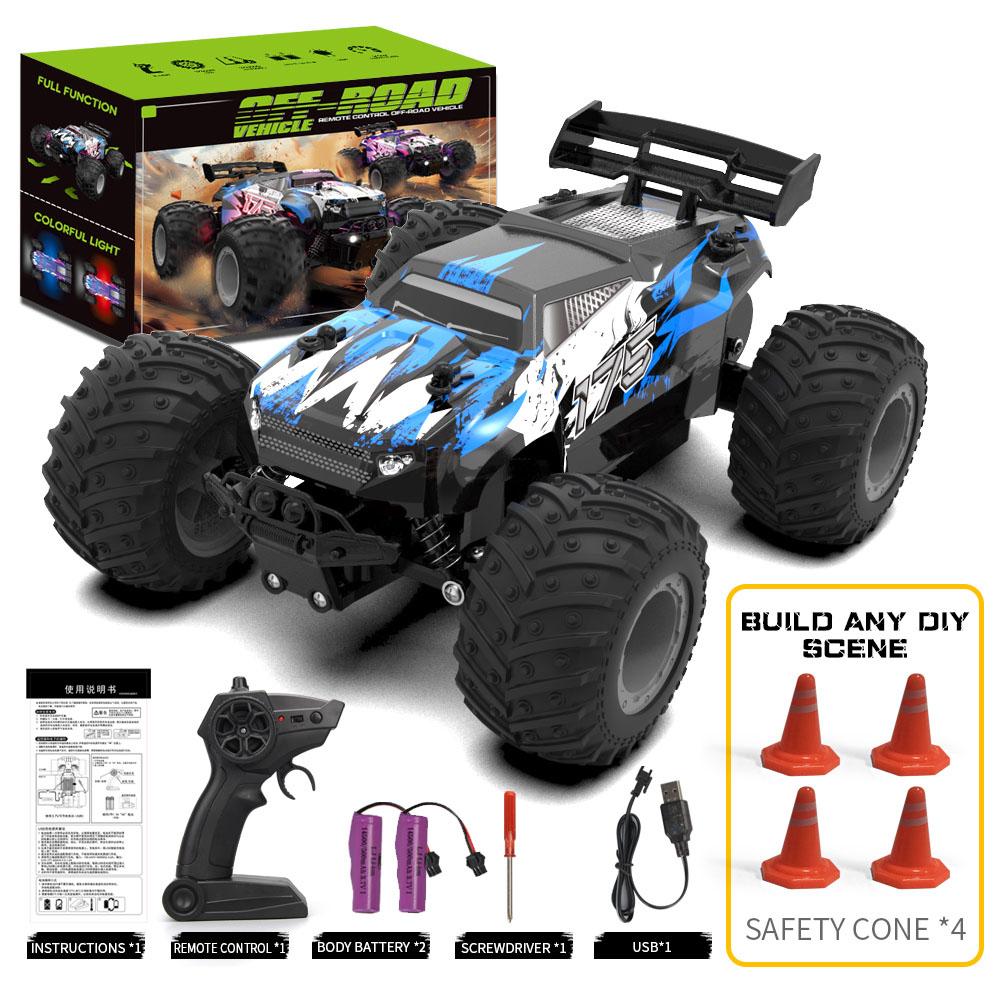 Non-Toxic Jjrc Q175 Rc Car Cool Lights 1:18 Big Wheel 2.4G 2Wd Rc Truck All Terrain Off Road 20Km/H High Speed Rc Racing Car Toy For Adult