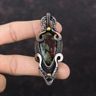Dragon Bloodstone Pendant Copper Wire Wrapped Pendant Real Gemstone Jewelry Handmade Ethnic Style Pendant Unique Copper Jewelry Gift For Her