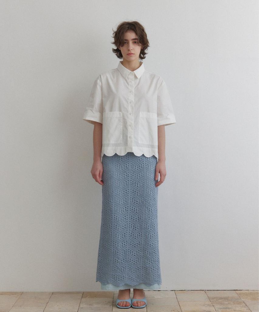 Okuka Crochet Knit Long Skirt - Deep Sky