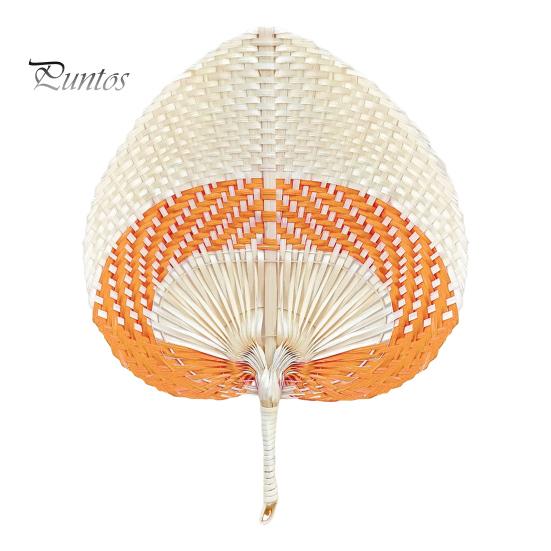

Веер ручной работы из натурального бамбука, рафии, ручной веер из пальмовых листьев в китайском стиле, летний охлаждающий веер, украшение для свадебной вечеринки белый/оранжевый
