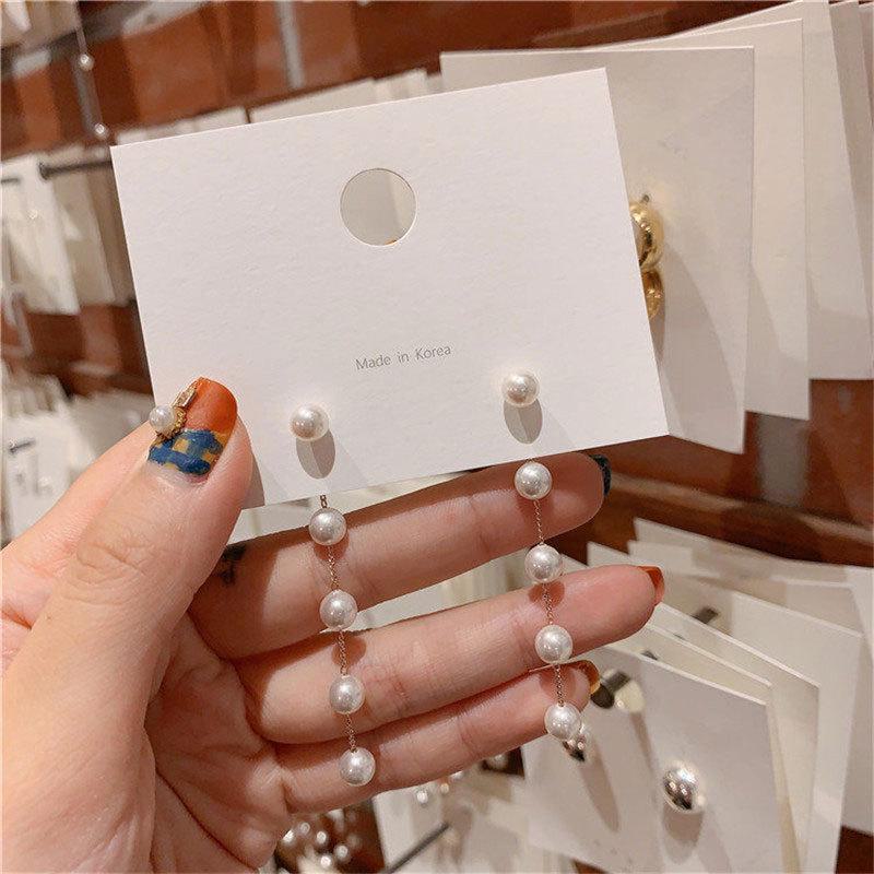 Pearl Chain Tassel Earrings Ins Elegant Trendy Women's Ear Jewelry