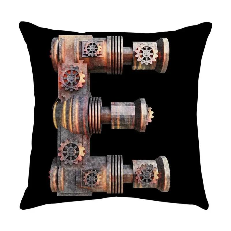 Luxury Home Decor Pillow Cover Car Living Room Sofa Cushion Cover Mechanical Style Letter Pattern Cushion Cover