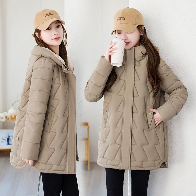 Women's Short Cotton-padded Clothes, New Medium and Long Styles, Fashionable, Foreign and Thin, Hooded Cotton-padded Clothes, Women's Cotton-padded Ja