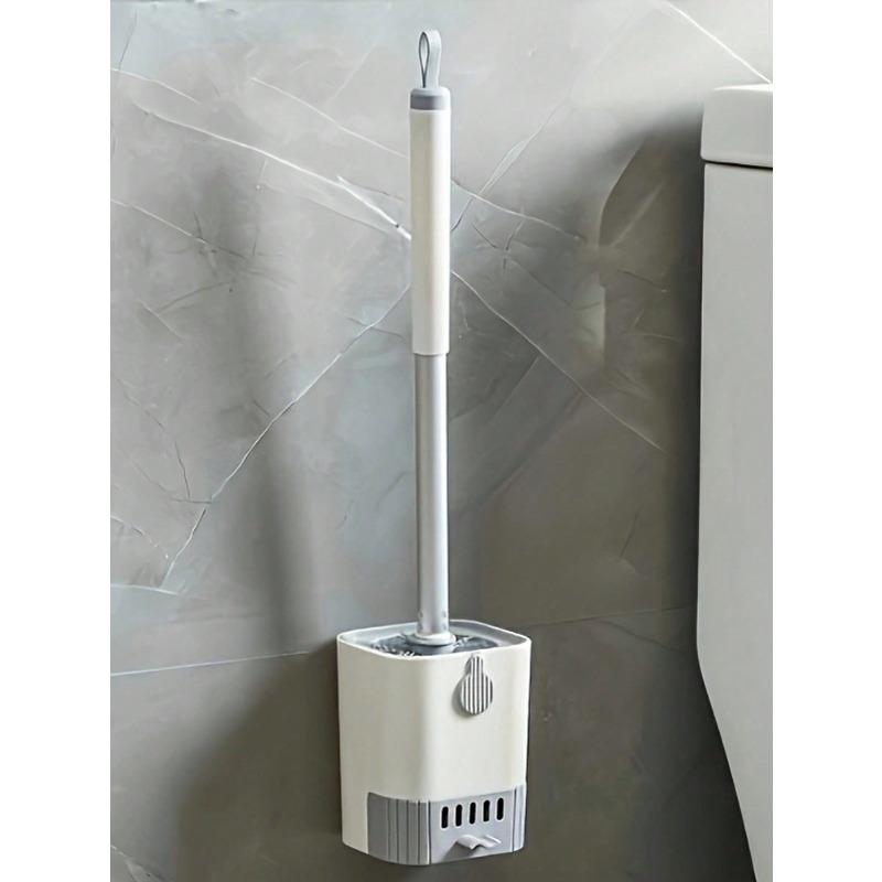 Wandmontierte Toilettenbürste mit Halter, Toilettenreiniger mit langem Griff und flexiblen Borsten, Badezimmer-Reinigungsbürste