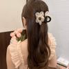 Women Gauze Flower Hair Clamp Flower Gauze Hair Claw with Rhinestone for Women and Girls Hair Accessories