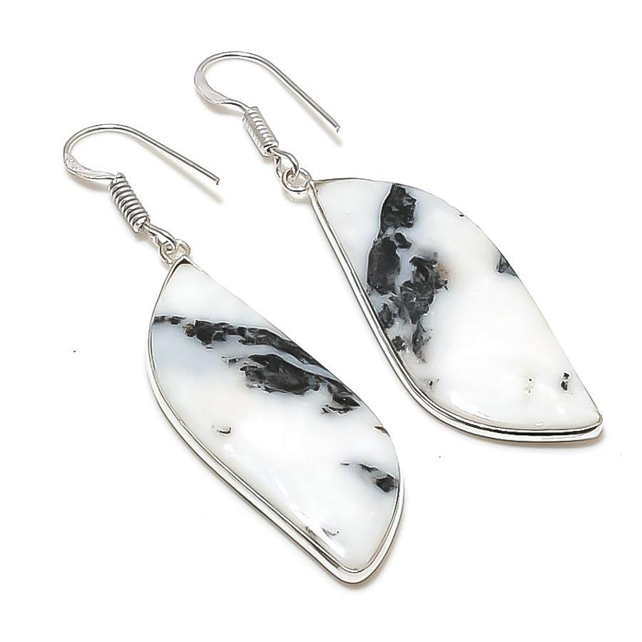 Натуральный Бычий Глаз Камень Драгоценный Камень 925 Стерлинговое Серебро Украшение Серьга 2.25  AEE-10995