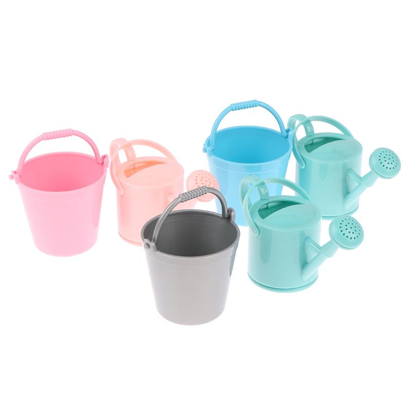 1Set Dollhouse Miniature Bucket Watering Can Model Plant Watering Tool Garden Decor Toy