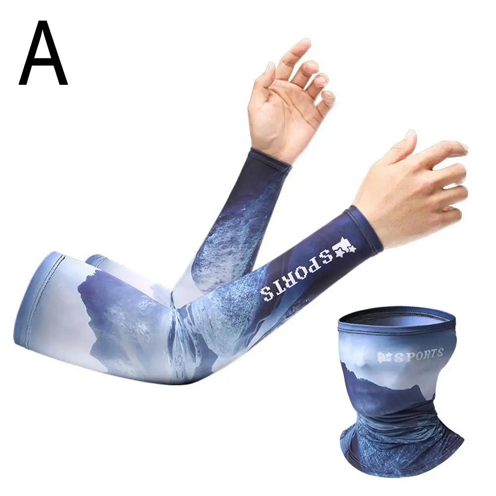 Summer Ice Silk Sleeve Mask Outdoor Activity Fishing Biking Quick-drying Mask Anti-UV Fishing Sleeves Breathable Sun Protection J8N8