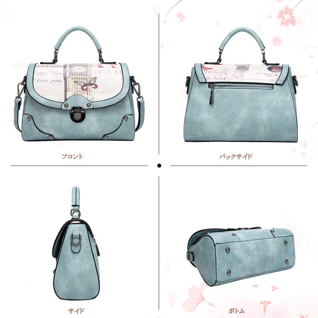 NICOLE & DORIS Retro-Style Women's Waterproof PU Leather Handbag, 2-Way ShoulderCrossbody Bag, Small, with Printed Design, Stands Up, and Studs,
