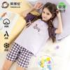 Yingbolun Summer Girls' Cotton Short Sleeved Shorts Set Girls' Home Clothes Girls' Big Girls' Pajamas