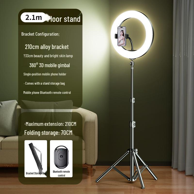 2024 Mobile Phone Live Streaming Stand with Fill Light for Douyin & Selfie Beauty - Complete Desktop Shooting Support Set