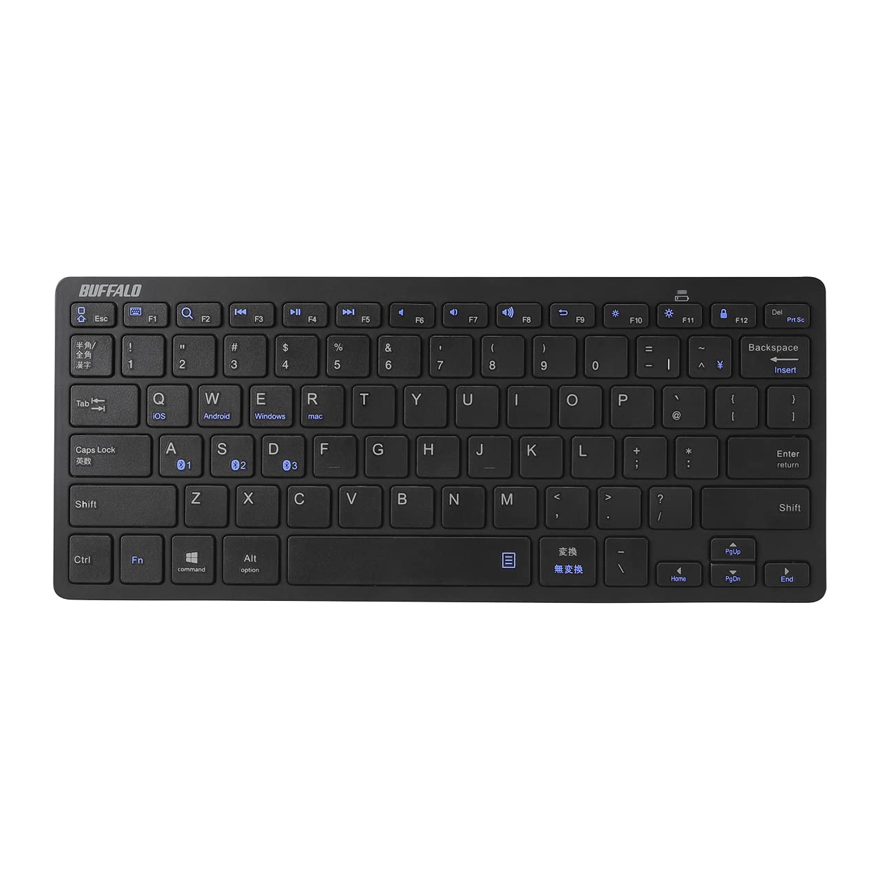 

Buffalo Ultra Slim Bluetooth Wireless Keyboard, Compatible with iOSiPadOSAndroidMacChrome OSWindows, PS5PS4, for Telework, Remote Work, and Home Use,