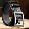Men Belt Classic PU Leather Soft Casual Single Prong Belt for Business Work Christmas 49.2in Silver Buckle Black Belt