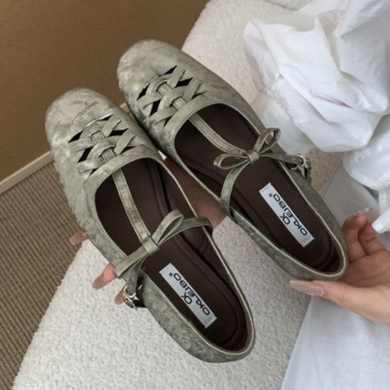 

Мода Мода Туфли Мэри Джейн с Т-образным ремешком и вырезами Женские Сладкие с бантом-бабочкой и пряжкой Балетки Удобный дизайн с мягкой подошвой Повседневная обувь 39 хаки