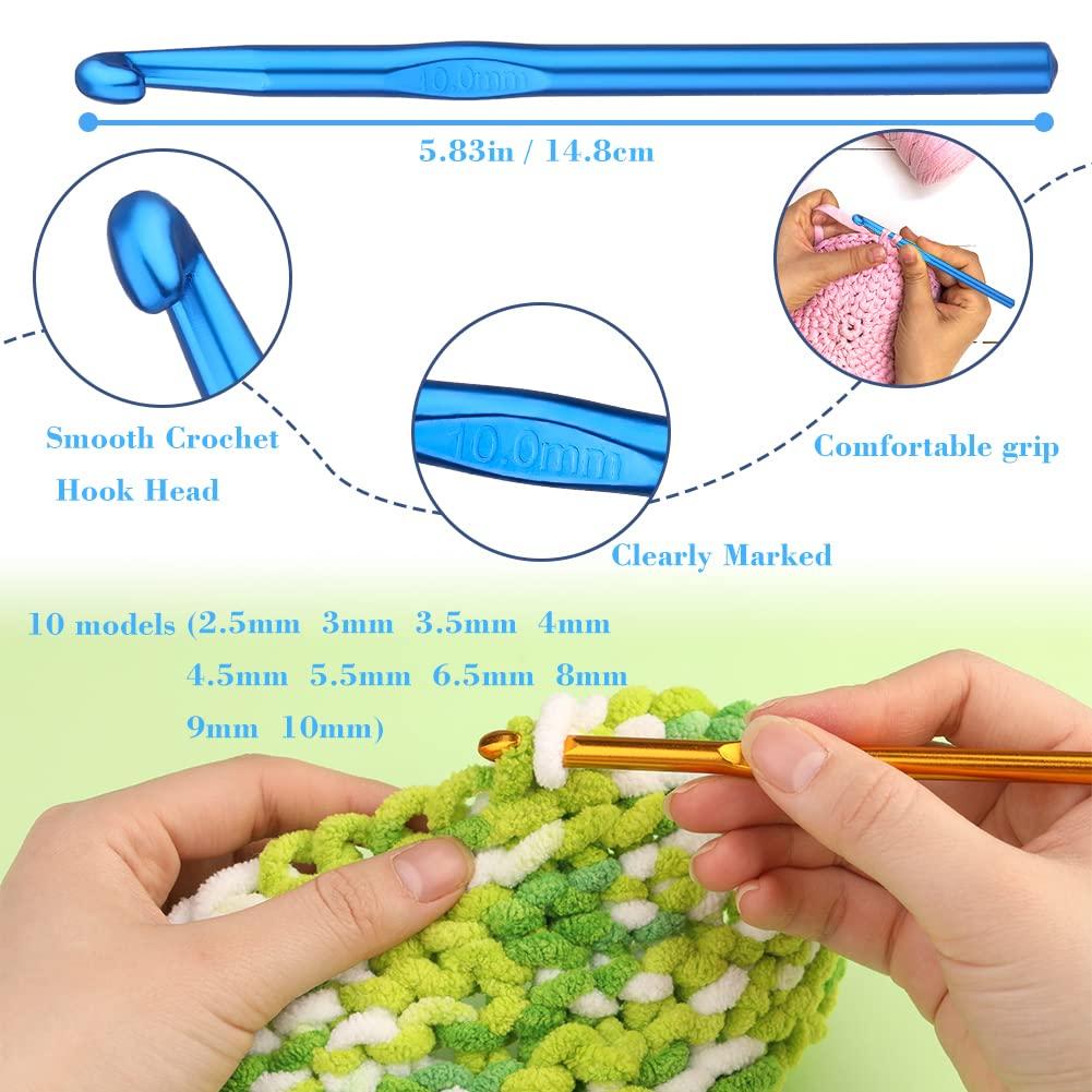 Fenrry Crochet Kit for Beginners Ergonomic Crochet Hook Set Soft Grip Crochet Hooks Set Stitch Markers Knitting