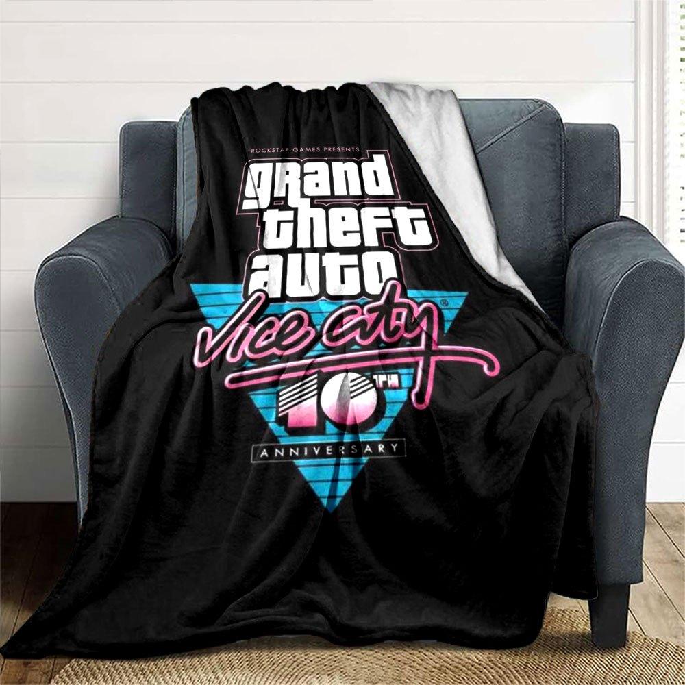 1 pezzo Coperta Morbida in Flanella Grand Theft Auto con Stampa di Designer Una coperta accogliente per tutte le stagioni, perfetta per il divano, il letto, l'ufficio