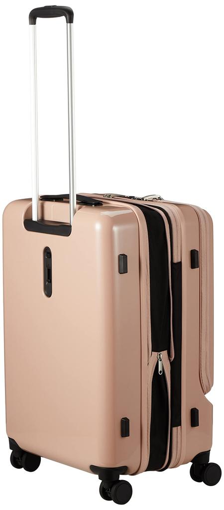 Suitcase Folds 4kg 57L Expandable function Caster stopper Front pocket inch PC storage 63 cm Pink beige One size [ACE] No.06906 (when expanded) 15.6