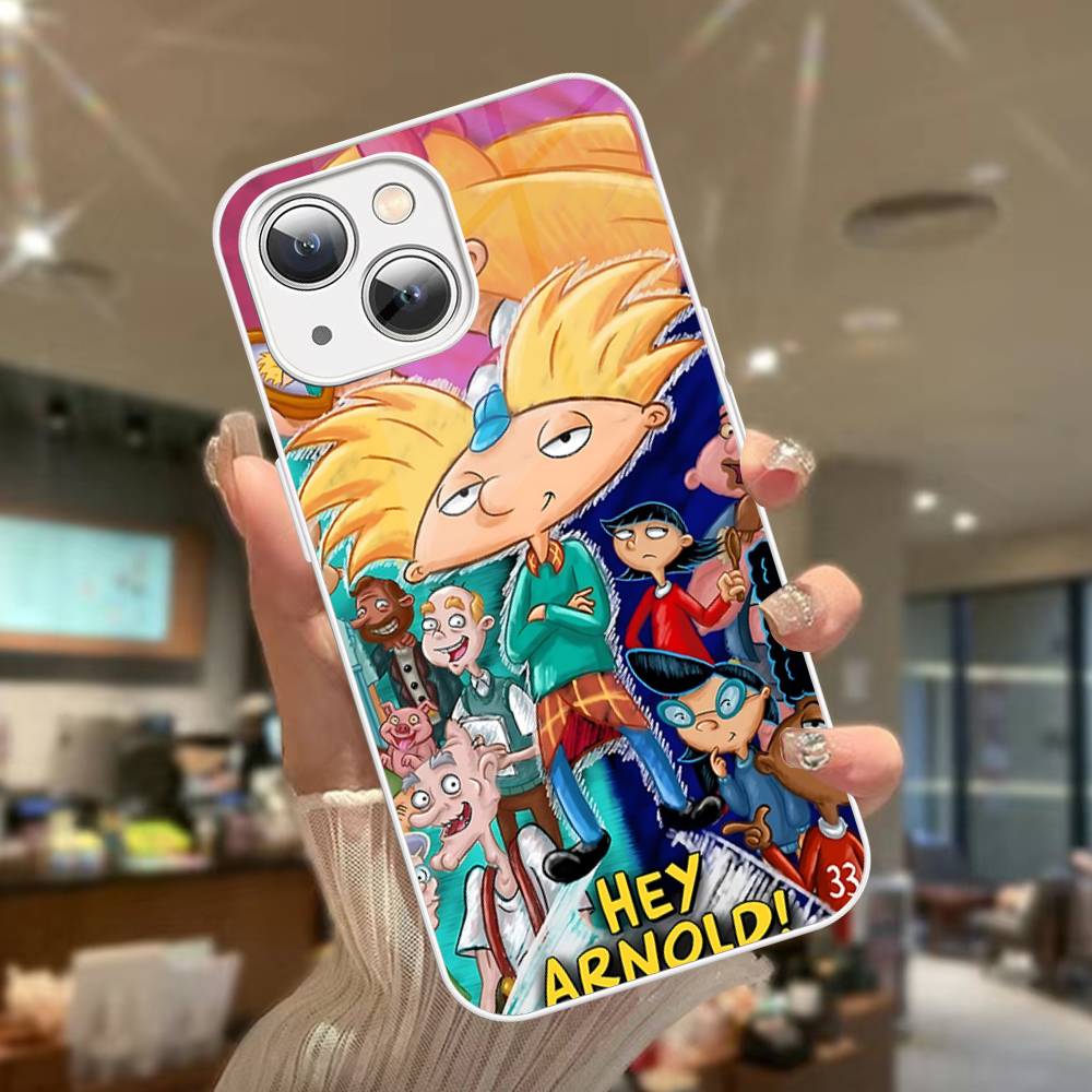 Hey A_Arnolds Cartoon For IPhone 14 13 12 Mini 11 Pro XS Max X XR 14 Plus Tempered Glass Cover