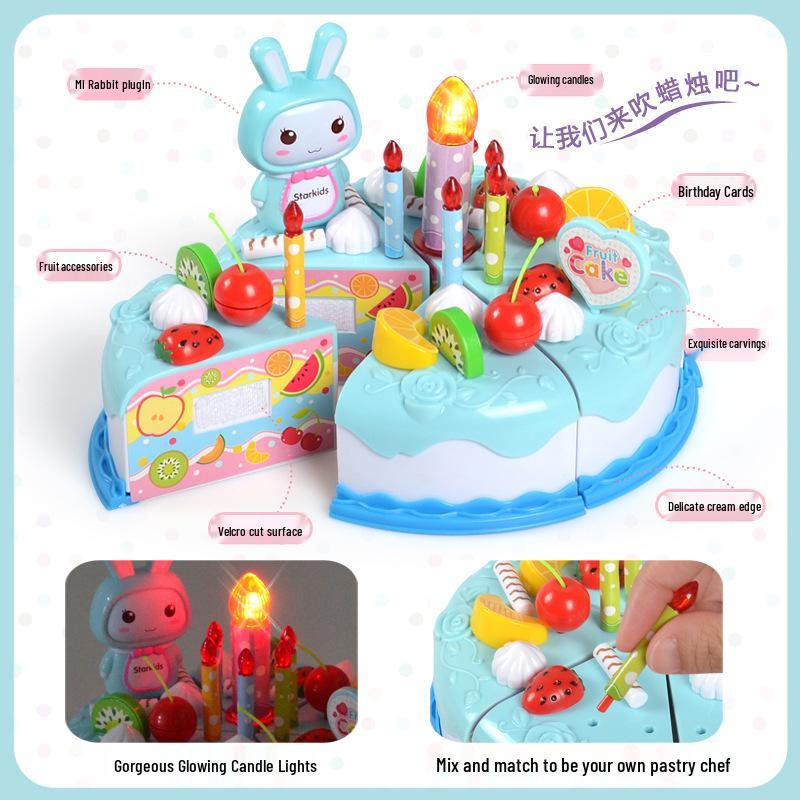 Children's Birthday Cake Pretend Play Kitchen Toy for Ages 1-3