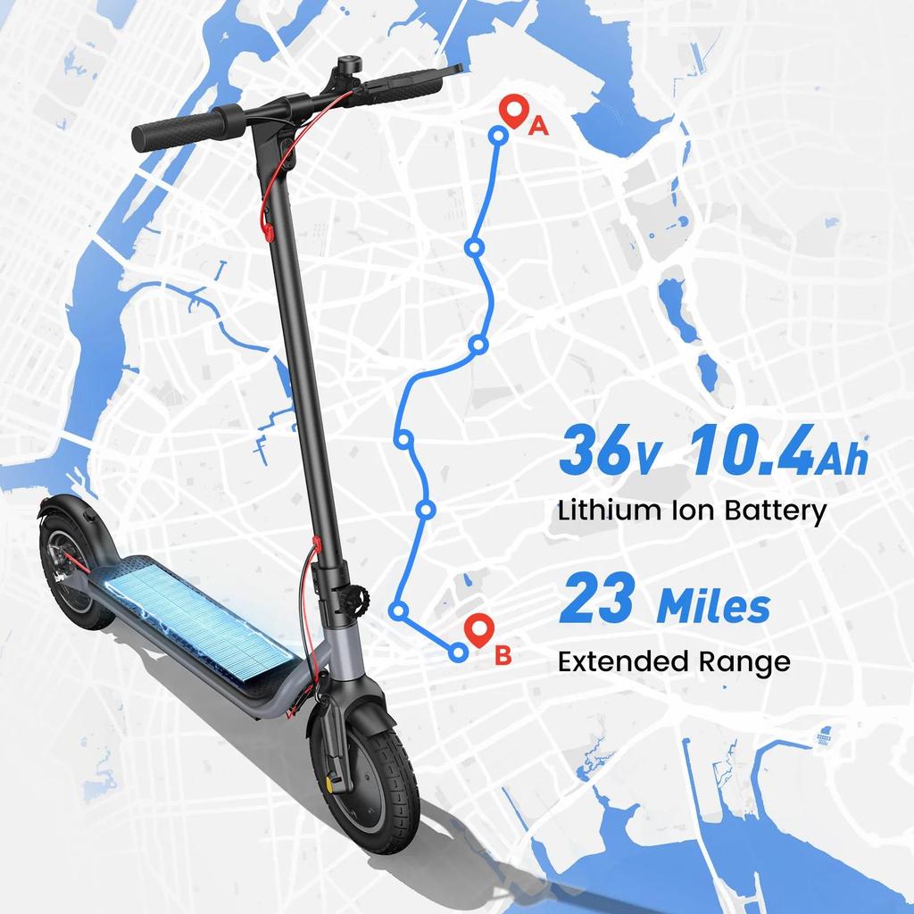 iScooter Patinete Eléctrico Plegable W6 - Motor de 500W, Autonomía de 30km, Neumáticos de 10" y Aplicación Voltix para Desplazamientos Urbanos
