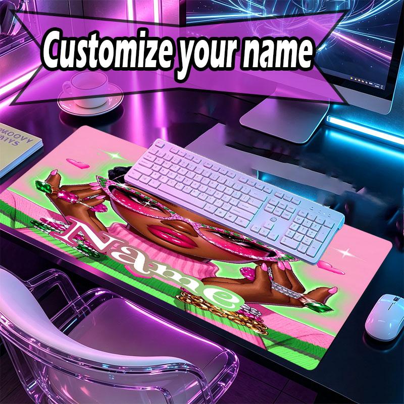 Custom Name Personalized Alpha Kappa Alpha Pattern Mousepad, Laptop PC Desk Mat, Decorative Desk Mat for Home Keyboard Pad Gift