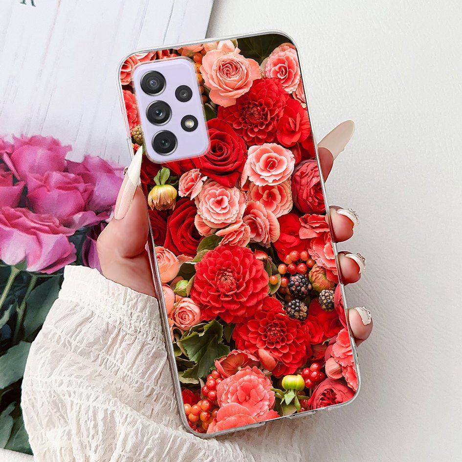 For Samsung Galaxy A52 A52s 5G Case SM-A526B SM-A528B Phone Cover Fashion Flower Soft Silicone Funda For Samsung A72 A 52 Bumper
