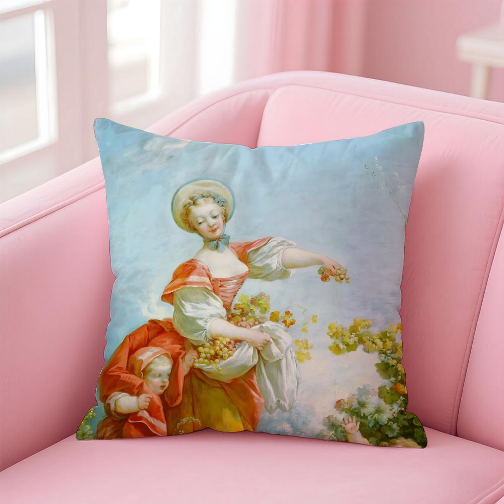Rococo JJean Honore Fragonard Kissenbezug Kissenhülle Weicher Hautfreundlicher Stoff Komfort Verdeckter Reißverschluss