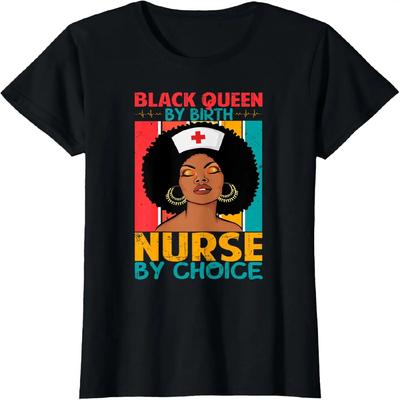 Retro Vintage Style Black Queen by Birth Black Nurses Magic T-Shirt