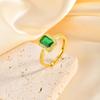 Luxurious Rectangular Zircon Ring for Women,Gold Plated Simple Big Rings Adjustable,Fashion Wedding Party Jewelry Gift