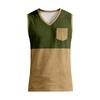 Men Sleeveless Casual Tank Top with Wide Shoulder Straps Chest Pocket and Panel Design for Everyday Wear