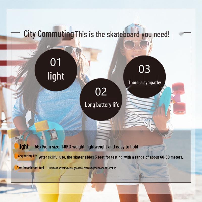 22-inch Four-Wheel Youth Street Surfing Banana Skateboard for Beginners