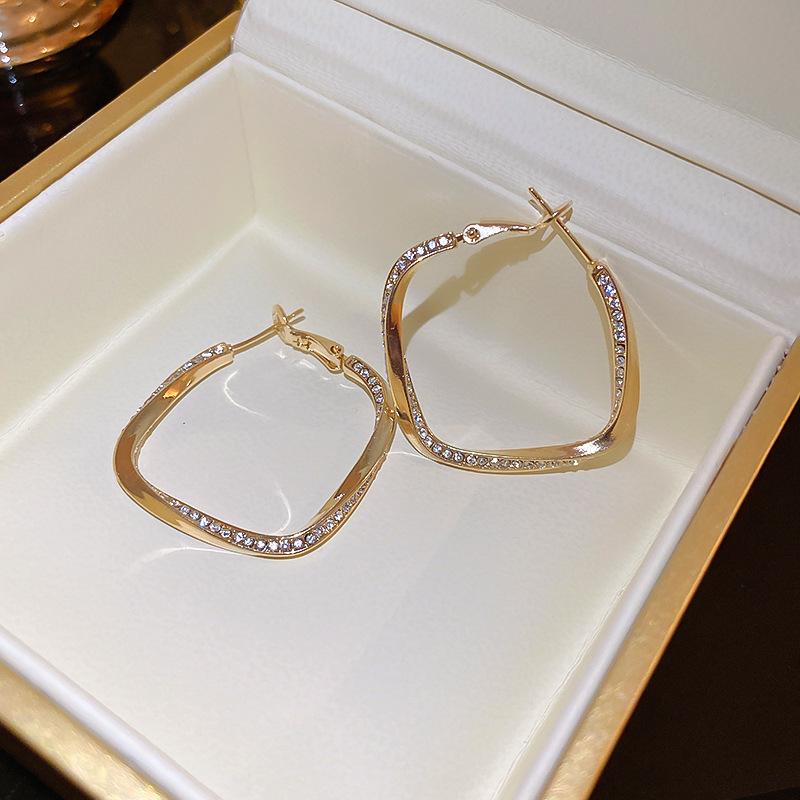 European and American Silver Needle Zircon Earrings: High-End, Versatile, Exaggerated Personality Design