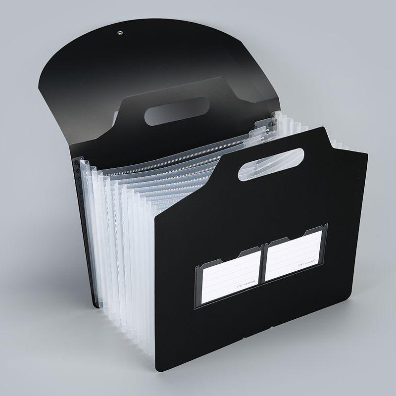 2025 A4 Flip-Top Accordion Bag: 13-Grid Rainbow PP Folder with Three-Sided Seal and Lanyard