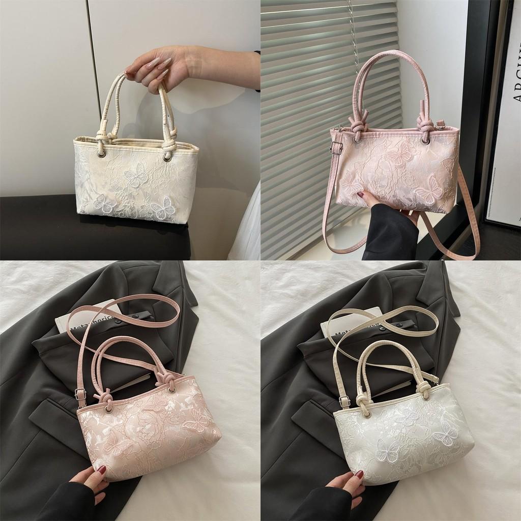 Minimalistische Spitzen-Schmetterlings-Handtasche mit Stickereien für Sommer-Casual-Outfits