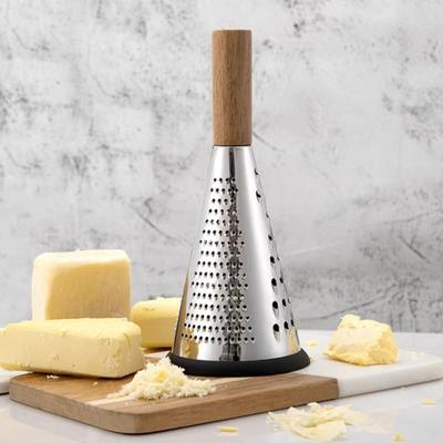 Râpe à fromage conique à manche en bois Râpe à légumes et fromage en acier inoxydable Outils de cuisine