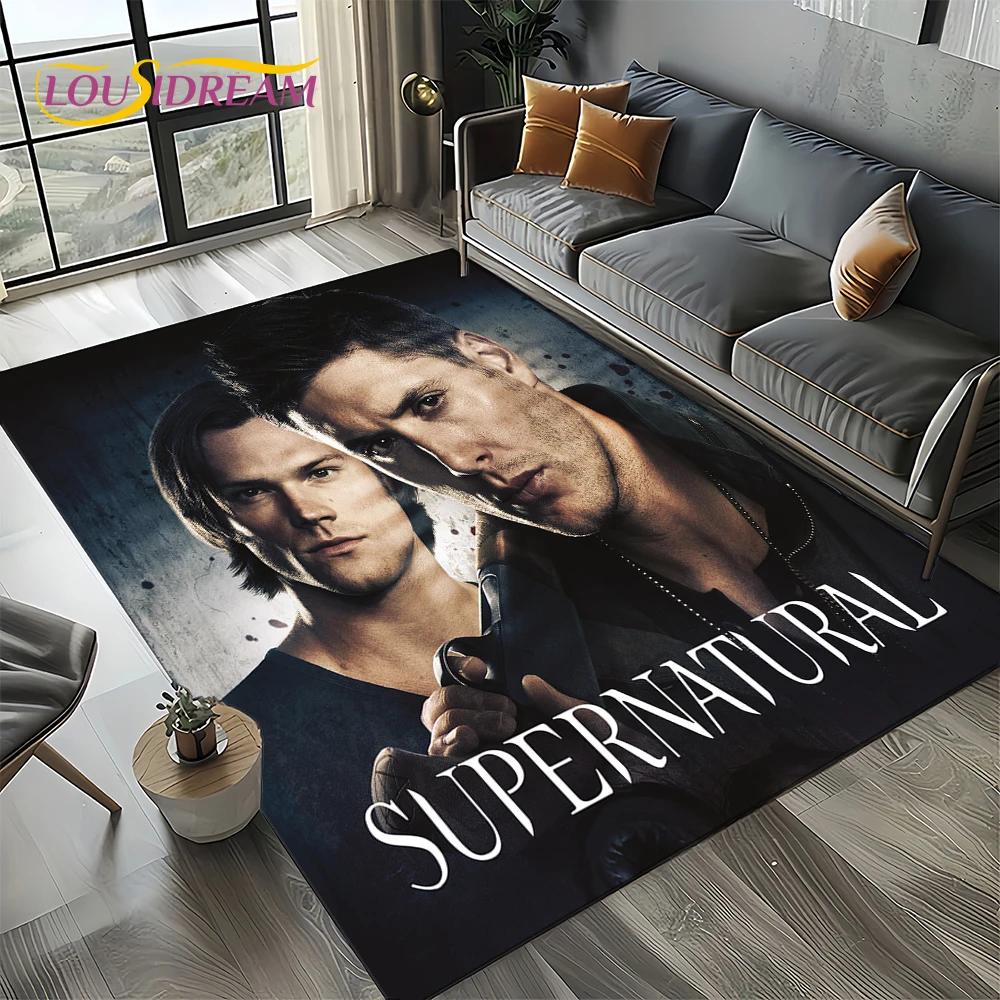 Tappeto Tappeto 3D SPN Supernatural Sign Dean Sam per Soggiorno Camera da Letto Casa Decorazione Divano, Tappeto Area Giochi Bambini Tappetino Antiscivolo