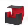 Deck Trading Card Magnetic PU Holds 25 Card Sleeve Compatible Trading Card Case Case, Case, Closure, Leather, Cards, Case, Storage, (Black & Red)
